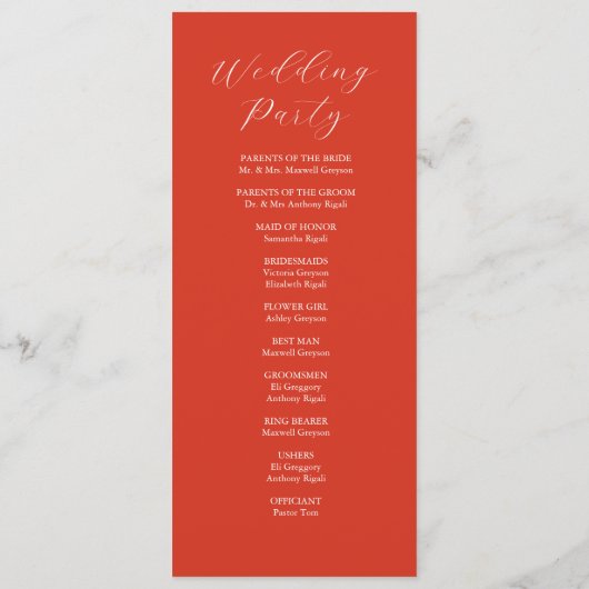 Tea Length Wedding Program Template Dragonfly Programm (Rückseite)