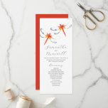 Tea Length Wedding Program Template Dragonfly Programm<br><div class="desc">Dieses Hochzeitsgeschenk mit Teelänge bietet einzigartige rote Libellen in Aquarellfarben. Verwenden Sie die Vorlagenfelder,  um Ihre Dienstreihenfolge hinzuzufügen. Die Karte kehrt zu einer soliden roten Farbe zurück. Weitere Hochzeitsthemen wie dieser Besuch www.zazzle.com/dotellabelle Einzigartige Kunst und Design von Victoria Grigaliunas of Do Tell A Belle.</div>