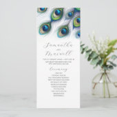 Tea Length Wedding Program Template Peacock Programm (Stehend Vorderseite)