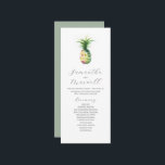 Tea Length Wedding Program Template Pineapple Programm<br><div class="desc">This tea length wedding program template feature a unique watercolor pineapple. Use the template fields to add your order of service. The card reverses to a solid sage green color. A tropical choice for destination beach weddings. To see more wedding themes like this visit www.zazzle.com/dotellabelle Unique art and design by...</div>
