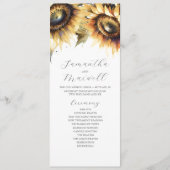 Tea Length Wedding Program Template Sonnenblume Programm (Vorderseite)