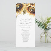 Tea Length Wedding Program Template Sonnenblume Programm (Stehend Vorderseite)