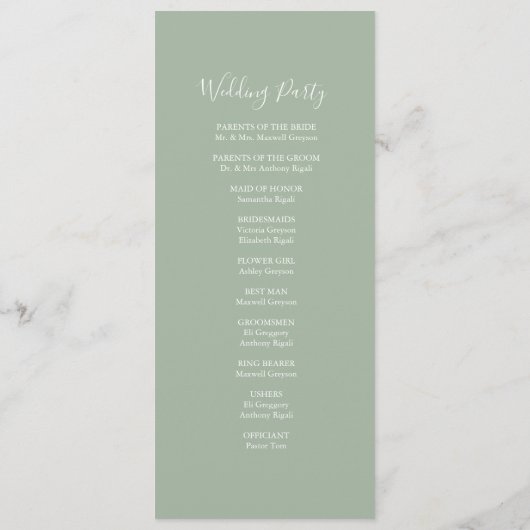 Tea Length Wedding Programs Lighthouse Programm (Rückseite)