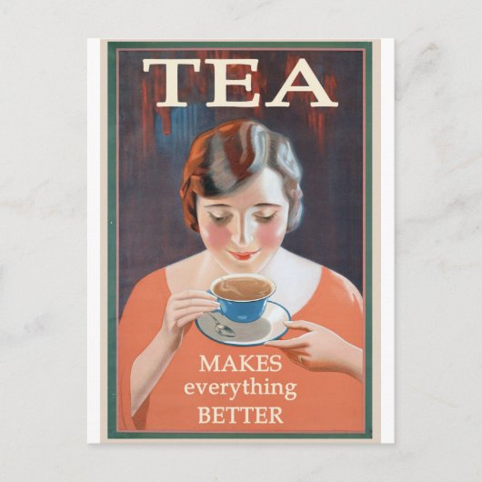 Tea Lover Café Vintage Lustration Postkarte (Vorderseite)