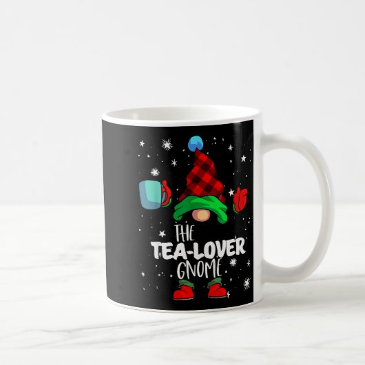 Tea Lover Gnome Red Buffalo Plaid Matching Family Kaffeetasse (Rechts)