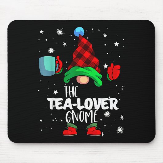 Tea Lover Gnome Red Buffalo Plaid Matching Family Mousepad (Vorne)