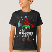 Tea Lover Gnome Red Buffalo Plaid Matching Family T-Shirt (Vorderseite)