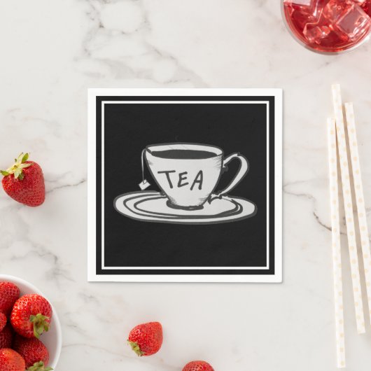 Tea Lover Zeichnend Minimalistisch Serviette (Beispiel)