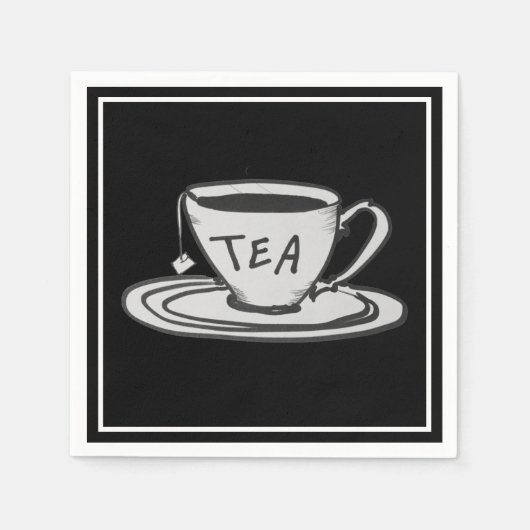 Tea Lover Zeichnend Minimalistisch Serviette (Vorderseite)