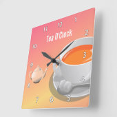 Tea Lovers Wall Clock Quadratische Wanduhr (Winkel)