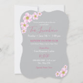 Tea Luncheon, Teapot & Teacup Ladys, Pink & Grau Einladung (Rückseite)