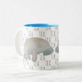 Tea Marine Mammal Watercolor Mutter Baby Manatee Zweifarbige Tasse