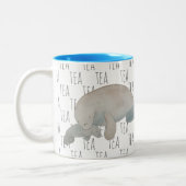 Tea Marine Mammal Watercolor Mutter Baby Manatee Zweifarbige Tasse