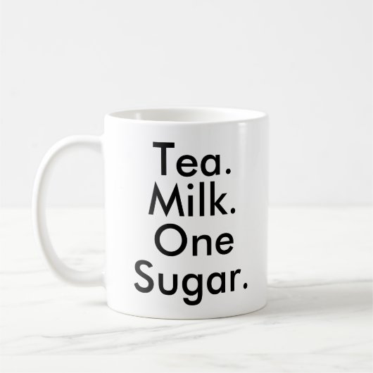 Tea Milk One Zucker | Office Tee Addict Lover Tass Kaffeetasse (Links)