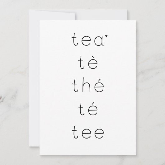 Tea - minimalistic typography card karte (Vorderseite)