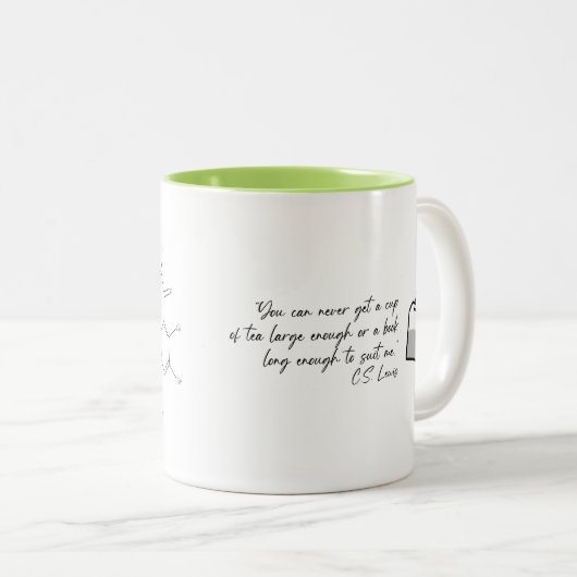Tea molecule porcelain cup and CS Lewis quote Zweifarbige Tasse (VorderseiteRechts)