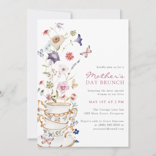 Tea Mother's Day Einladung (Vorderseite)