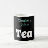 Tea | Name Stilistische Aquamarine Typografie Kaffeetasse (Mittel)