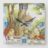 Tea Party 1 Quadratische Wanduhr (Vorderseite)