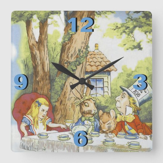 Tea Party 1 Quadratische Wanduhr (Vorderseite)