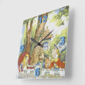 Tea Party 1 Quadratische Wanduhr (Winkel)