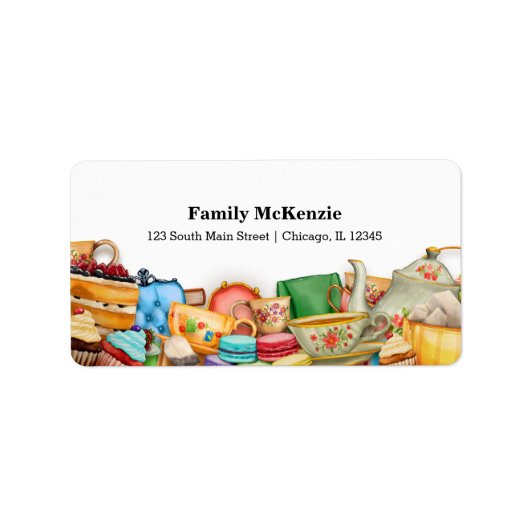 Tea-Party Adressaufkleber (Vorne)