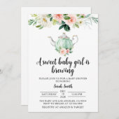 Tea Party Baby Dusche Einladung (Vorne/Hinten)