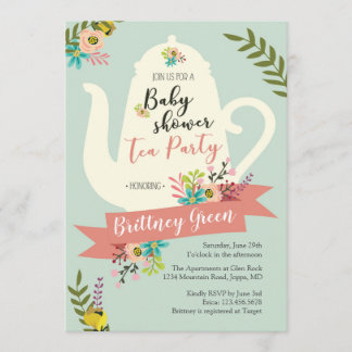 Tea Party Baby Dusche Einladung