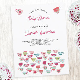 Tea Party Baby Dusche Einladung Postkarte