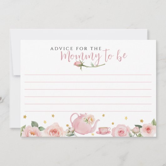 Tea Party Baby Shower Advice für Mommy-to-Be Mitteilungskarte (Vorderseite)