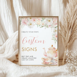 Tea Party Baby Shower Custom Sign -  16x20  Poster