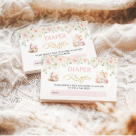 Tea Party Baby Shower Diaper Raffle Enclosure Begleitkarte