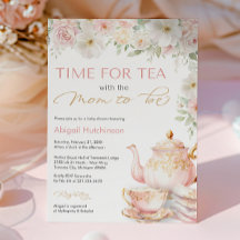 Tea Party Baby Shower Einladung