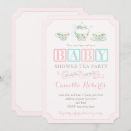 Tea Party Baby Shower Einladungen für kleine Mädch