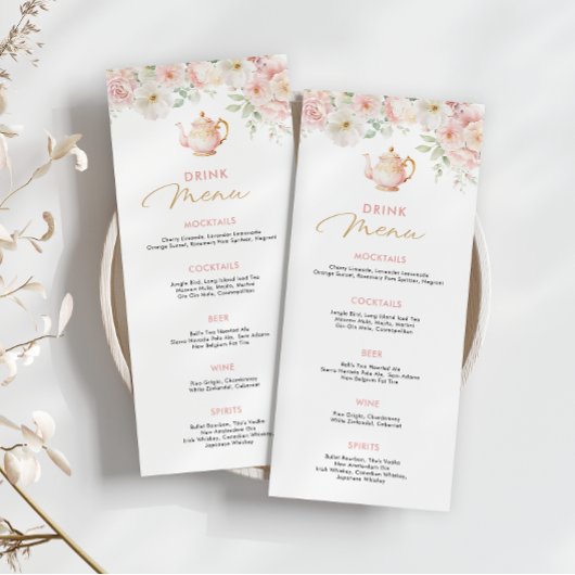 Tea Party Baby Shower Food Menu Menükarte