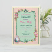 Tea Party Baby Shower Garden Teapot Einladung (Stehend Vorderseite)