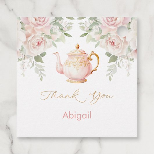 Tea Party Baby Shower Geschenkanhänger (Rückseite)