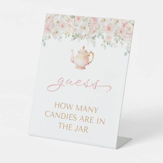 Tea Party Baby Shower Guess How Many Sockelschild (Vorderseite)