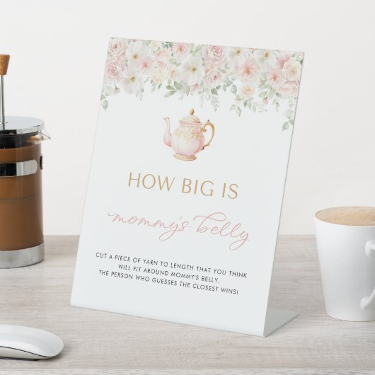 Tea Party Baby Shower How Big is Mommy's Belly Sockelschild (In SItu)