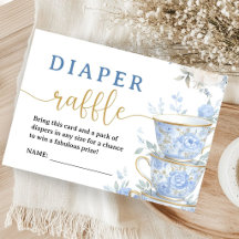 Tea Party Baby Shower Junge Blaue Tea Windel Raffl