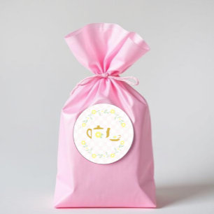 Tea Party Baby Shower mit Blumen Runder Aufkleber