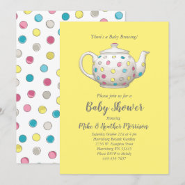 Tea Party Baby Shower Polka Dot Geschlecht neutral Einladung