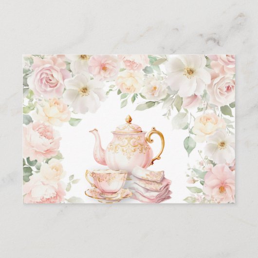 Tea Party Baby Shower Registry Card Enclosure Begleitkarte (Rückseite)