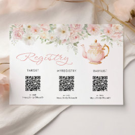 Tea Party Baby Shower Registry Card Enclosure Begleitkarte