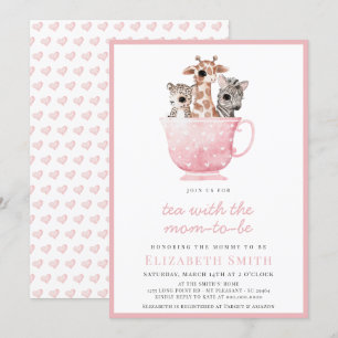 Tea Party Baby Shower Safari-Tier-Mama-werdende Einladung