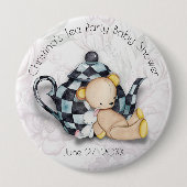 Tea Party Baby Shower (Teddy Bear) 4" Schaltfläche Button (Vorderseite)