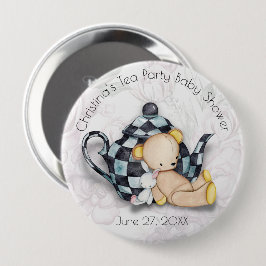 Tea Party Baby Shower (Teddy Bear) 4" Schaltfläche Button