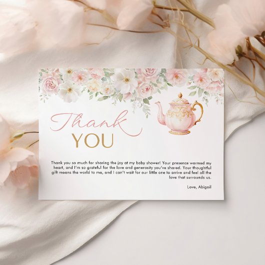 Tea Party Baby Shower Thank You Card Dankeskarte
