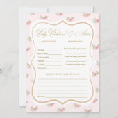 Tea Party Baby Shower Vorhersagen Spielkarten Einladung (Vorderseite)