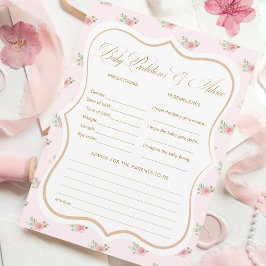 Tea Party Baby Shower Vorhersagen Spielkarten Einladung